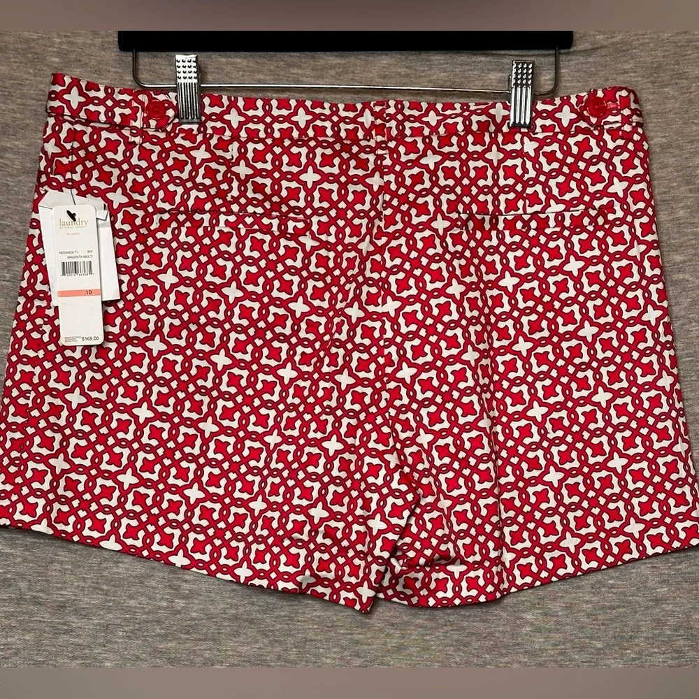 Laundry‎ Shelli Segal Pink Print High Rise Stretch Shorts Womens 10